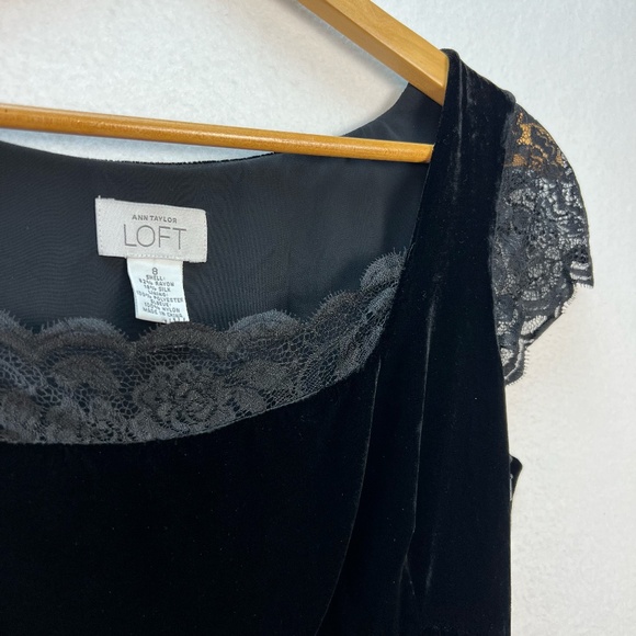 Y2K Loft Black Velvet Babydoll Top Silk Lace Whimsigoth Romantic Feminine Vamp 8 - Picture 4 of 11